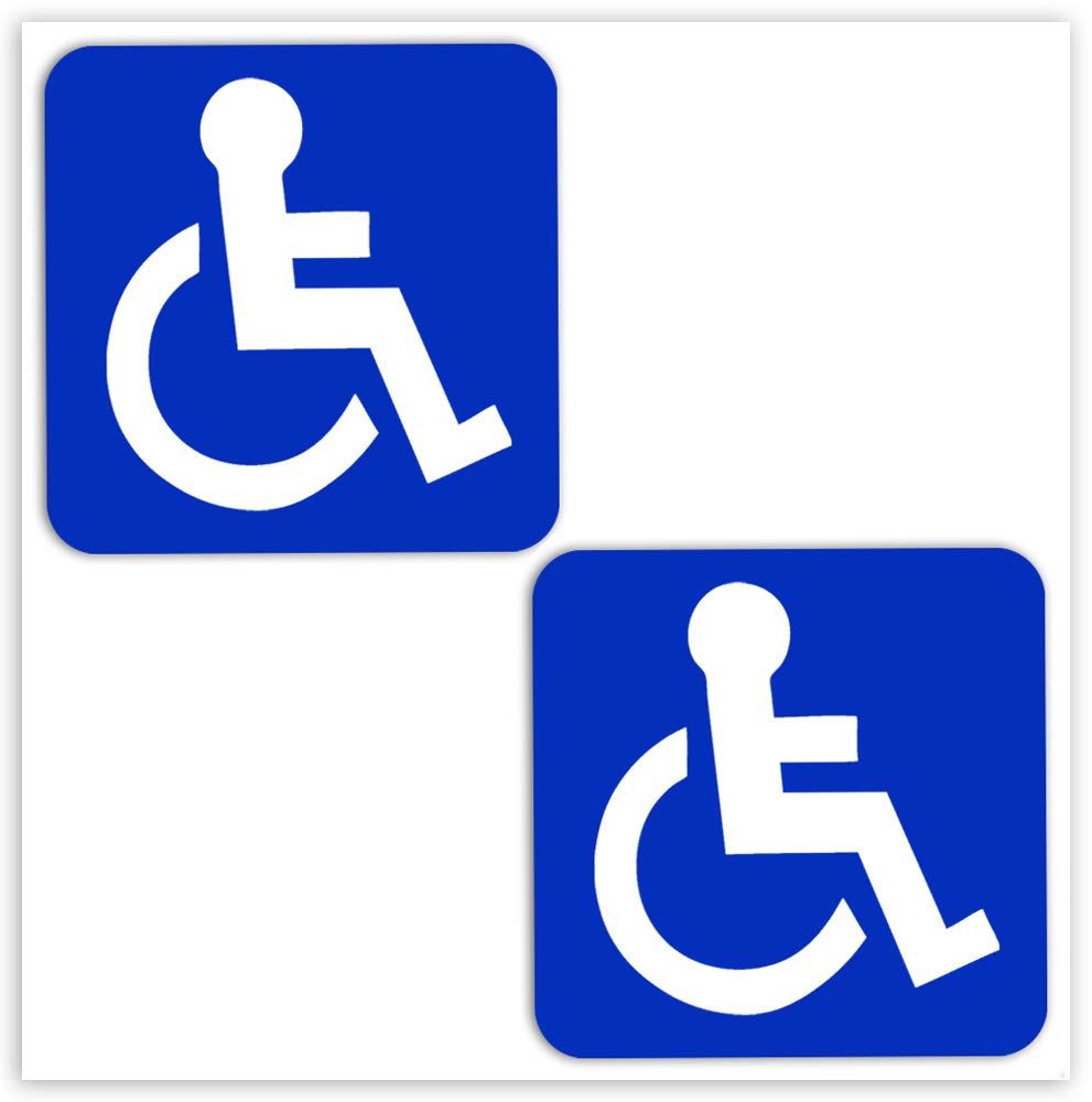 SkinoEu® Pack of 2 Vinyl Car Stickers Disabled Symbol Wheelchair Users Wheelchair Stickers Car Moto Motorcycle Bicycle Window Door Tuning B 1