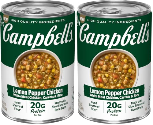 Image of Campbell's Protein Lemon Pepper Chicken Soup, 16.1 oz (Pack of 2)