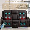 URRED Power Loveseat Recliner Sofa with Massage and Heat, Wall Hugger Reclining Loveseat with Console, RV Couch Home Theater Seating with LED Lights for Living Room (Dark Brown, 67" - 2 Seats)