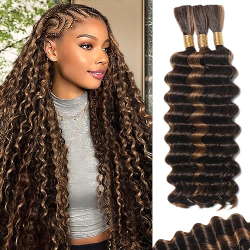 Human Braiding Hair for Boho Braids Deep Wave Bulk...
