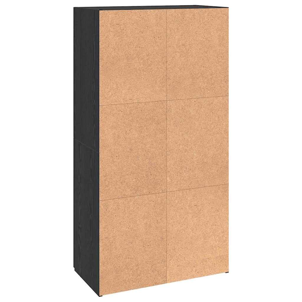 IKAYAA Armadietto in Holz Armadio Porte Battenti Aktenschrank Armadietto per Garage Armadio Ufficio Mobili Ufficio-Rovere nero-60 x 32 x 115 cm