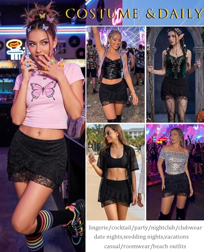 Avidlove Mini Skirt for Women Lace Ruffle Micro Short Skirts - image 6
