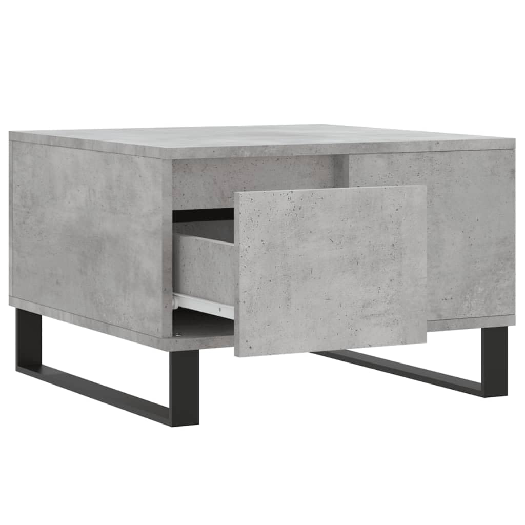 Générique Stolik kawowy Szary Beton 55x55x36,5 cm Drewno inżynierskie | Z szufladą do przechowywania, wytrzymała góra, metalowe nóżki, łatwa do czyszczenia, nowoczesna
