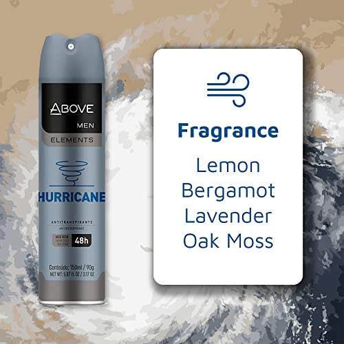 Above Hurricane - 48 Hours Antiperspirant Deodorant For Men - Notes Of Lime, Tangerine And Apricot - Dry Spray Protects Against Sweat And Body Odor - Stain And Cruelty Free - 3.17 Oz #TOP2