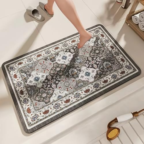 Image of MAXOSHINE PVC Bathroom Mats Anti Slip | Water Absorbent Bath Floor Mat | Quick Dry Anti Skid Bathroom Mats for Home | Door Mat for Wet Area 40x60 CM (Persian Grey)