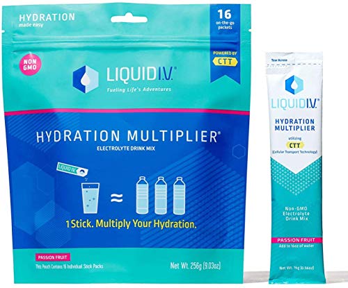 Liquid I.V.® Hydration Multiplier® - Passion Fruit - Hydration Powder Packets | Electrolyte Powder Drink Mix | Convenient Single-Serving Sticks | Non-GMO | 16 Servings (Pack of 1)