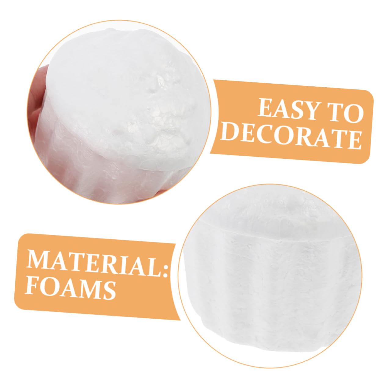 Operitacx Lot De 5 Modèles De Cupcakes en Mousse Blanche 7,8 Cm pour DIY Décoration Gâteau, Accessoires Réutilisables pour Garçon Et Filles Créatifs Et Entraînement Pâtisserie Fête Mariage