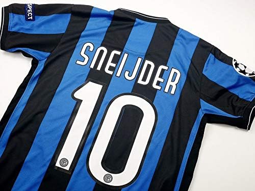 Brook Sneijder#10 Inter Milan Home Retro Soccer Jersey 2010-2011 Full UCL.  Patch (Blue\u0026Black, XL) : Sport e tempo libero