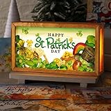 Yuefunny 17 Pcs Interchangeable Holiday Season Sign Fall Thanksgiving Christmas Winter Night Light Shadow Box LED Welcome Wood Sign for Table Decorative Wooden Seasonal Decorations Ornament Gifts