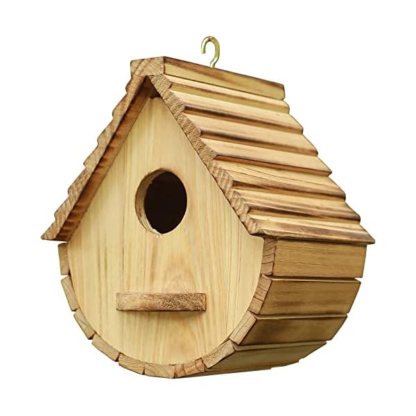 STARSWR Bird House for Outside,Outdoor Bird Houses, Natural Wooden Bird Hut Clearance Bluebird Finch Cardinals Hanger Birdhouse for Garden Viewing