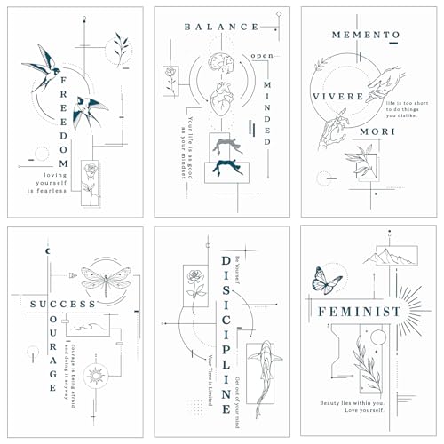 6 Blätter Temporäre Tattoos für Frauen, Fine...