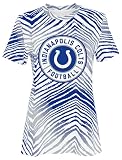 Zubaz NFL Women's Ombre Team Color Zebra Stripes and Circle Logo Short Sleeve T-Shirt, Indianapolis Colts, X-Large