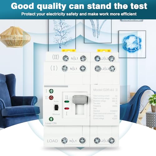 DEWIN Automatischer Transferschalter, ATS G2R 4P 63A DIN-Schiene Dual Power Automatischer Transferschalter Elektrische Wahlschalter 220V