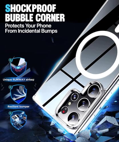 Image of WOW IMAGINE Ultra-Hybrid Back Case Cover for Samsung Galaxy S24 Ultra 5G | Compatible with MagSafe | Drop and Camera Protection | Shock Proof Crystal Clear Mobile Back Case (PC+TPU, Transparent)