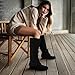 CouieCuies Black Knee High Boots for Women Tall Boot Fold Over Dress Shoes Flats Moccasin Boots Below the Knee Comfortable Long Boot Size 8