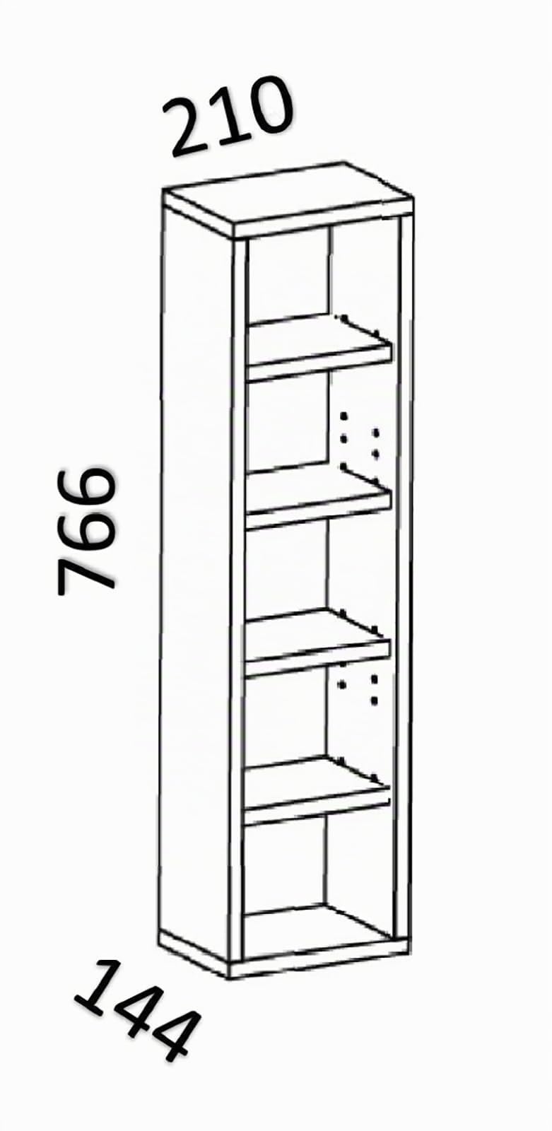 VCM Rasato L Étagère en bois pour CD/DVD et livres Dimensions (H x l x P) : 77 x 21 x 14 cm