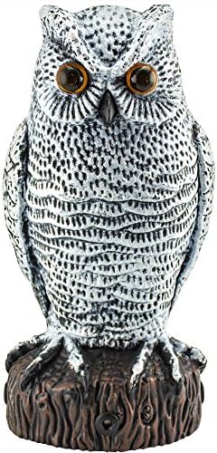 Hoont Scarecrow Owl Decoy Pest Bird and Rodent Repellent with Scary Flashing Eyes + Frightening Sound – Motion Activated with Multi-Directional Sensors -Frightens Birds, Squirrels, etc. [Upgraded]