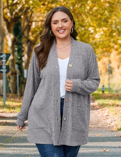 Image of MONNURO Plus Size Cardigan for Women Lightweight Open Front with Pockets