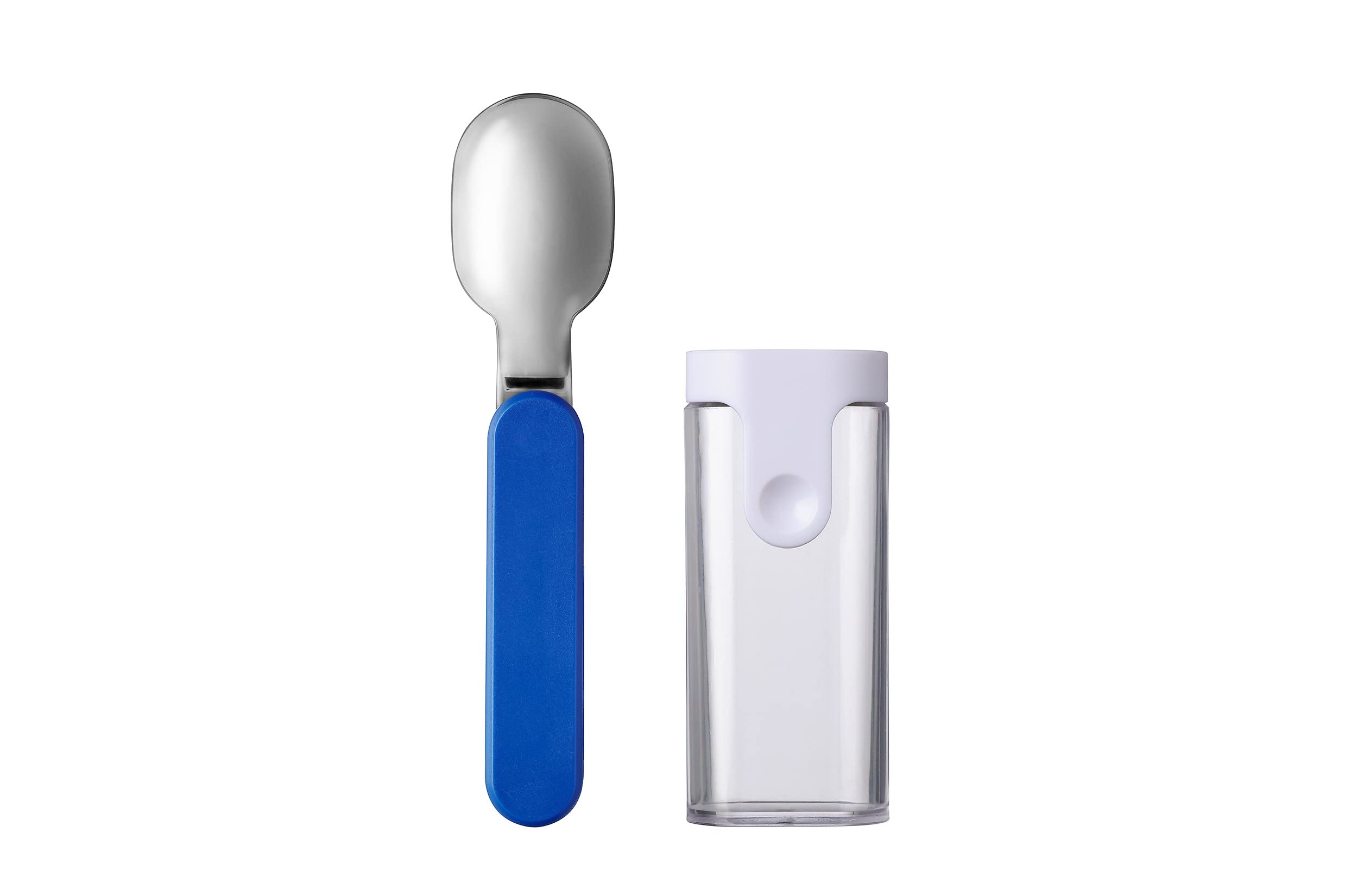 Mepal – Folding Spoon Ellipse – Reusable Spoon to Go – Foldable Spoon for Yoghurt Cup – Cutlery for Travel - Including Storage Case – Stainless Steel - Vivid Blue