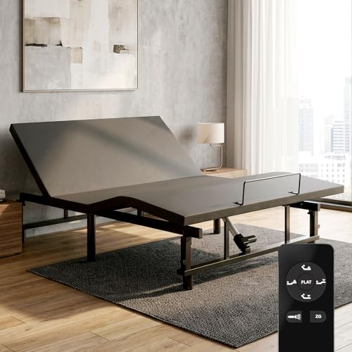 Image of King Size Adjustable Bed Frame with Wireless Remote, Zero Gravity & Head & Foot Incline, Heavy-Duty Steel Frame, Whisper-Quiet Motor, Easy Installation (79 inch L x 74 inch W x 12.72 inch H),Black B