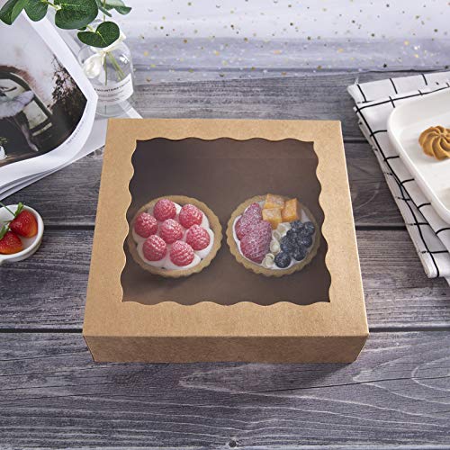 image for ONE MORE [25pcs] 9inch Kraft Brown Bakery Boxes, Large Pie Boxes with 