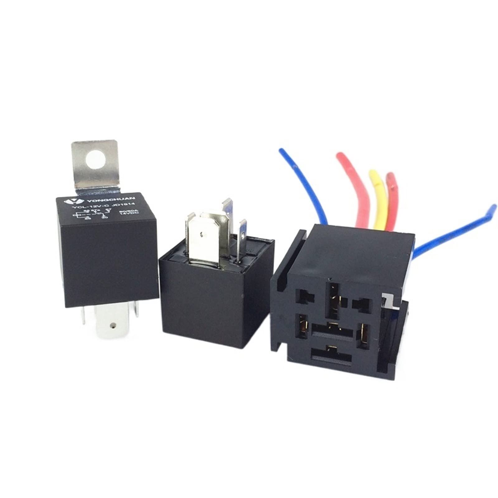 Relé de automóvil + enchufes de relé con Cable 11AWG 4 Pines 5 Pines JD1914 DC 12V/24V 80A Controlador de iluminación automotriz (Size : 24V 80A 4pin)