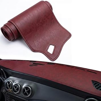 Dash Cover Mat for Nissan Fuga, Custom Fit Dashboard Cover with Speaker & Vent Cutouts, Non-Slip Dash Pad, Sun Glare & Heat Reduction,D Red
