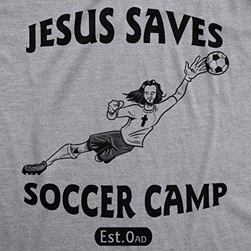 Jesus Saves Soccer Goalie T Shirt Funny Religion Football Sports Tee (Heather Grey) - L #TOP1