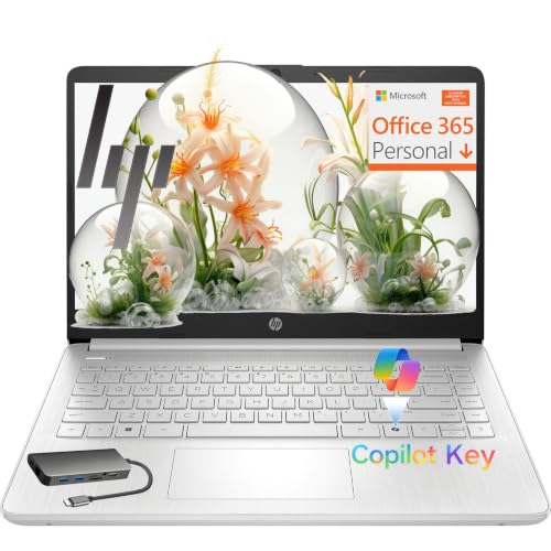 Image of HP Laptop Computer for Students, 2026 Edition AI PC, 1 Year Office 365, Intel Processor, 4GB RAM, 128GB Storage, Long Battery Life, Webcam, WiFi 6, Type-C HUB Included, Windows 11 Home S, Silver