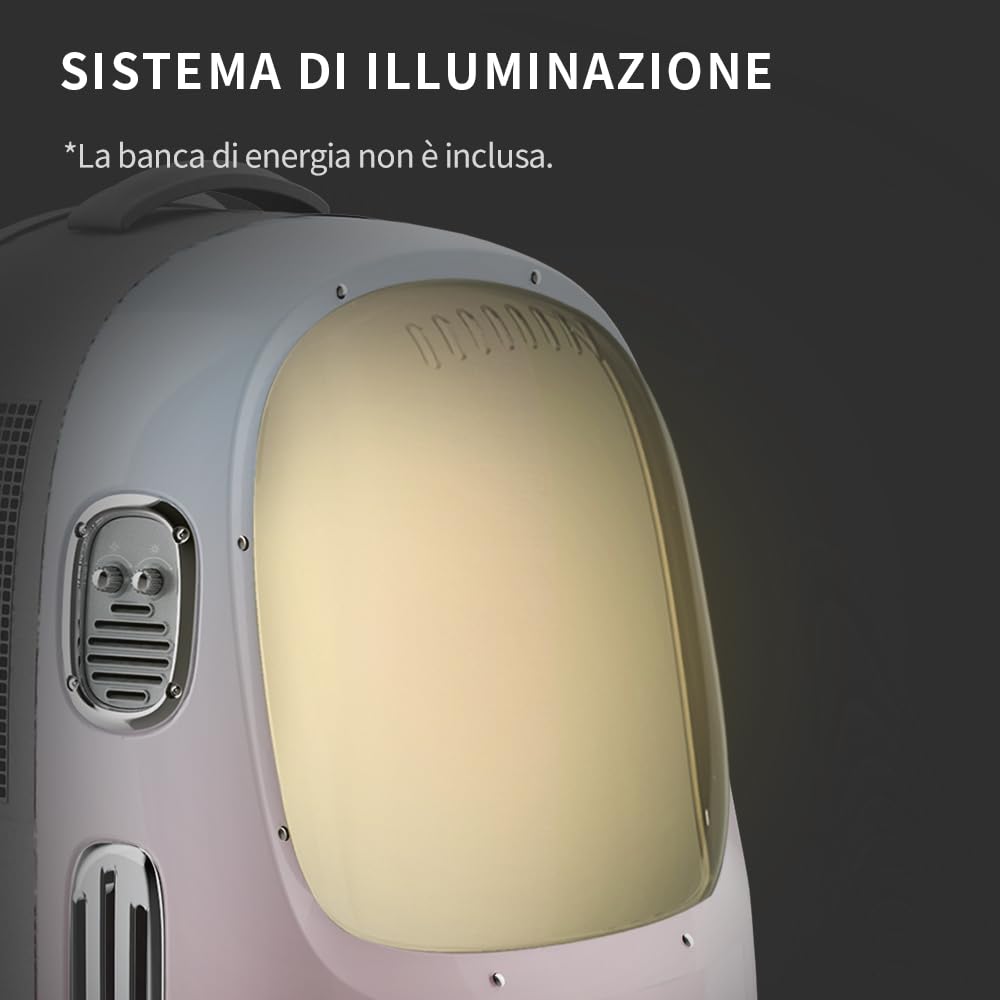 PETKIT Zaino da Viaggio per Gatti e Cuccioli, Trasporto con Ventole e Luci Integrate, Ben Ventilato, Comodo e Leggero per Animali Domestici (Rose)