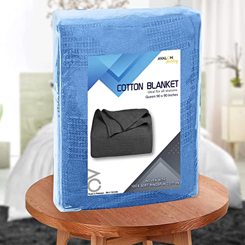 Avalon 100% Cotton Bed Blanket, Breathable Bed Blanket Queen Size, Cotton Thermal Blankets Queen, Perfect For Layering Any Bed For All Season #TOP6