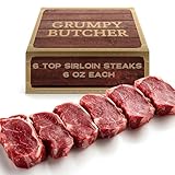 Grumpy Butcher Beef Sirloin Steak, 6 Pack (6 oz each) - Quality Steak Meat Birthday Gifts for Men