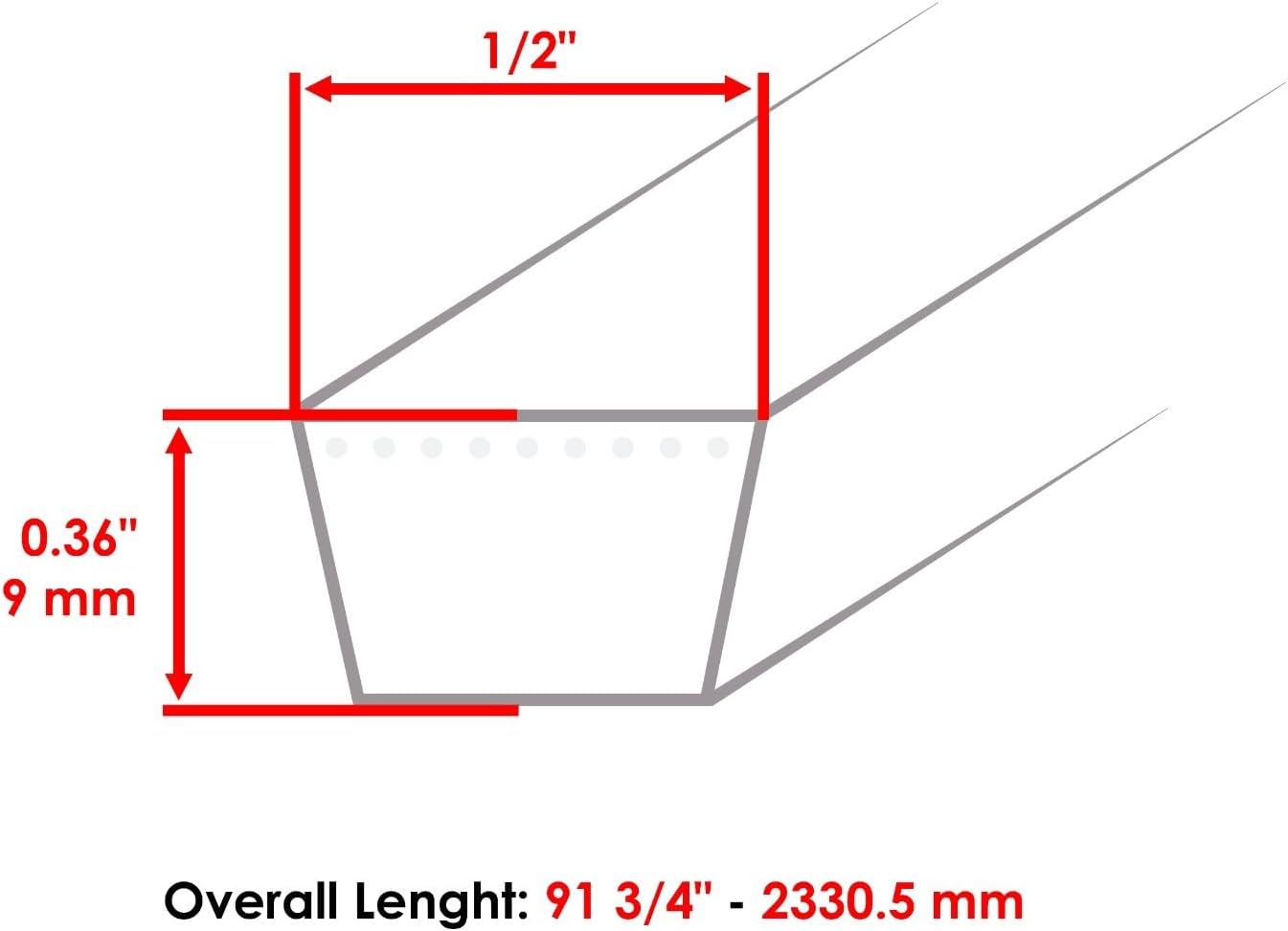 Replacement For 48" Deck Double Pulley Top Belt For John Deere M119871 Belt (5/8X92) Mod-C26C-63052