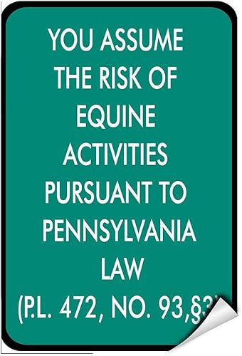Risk of Equine Pursuant to Pennsylvania Law Warning Stickers Warning Sign Stickers Warning Lables Warning Symbol Stickers disponible en Yaxa Colombia
