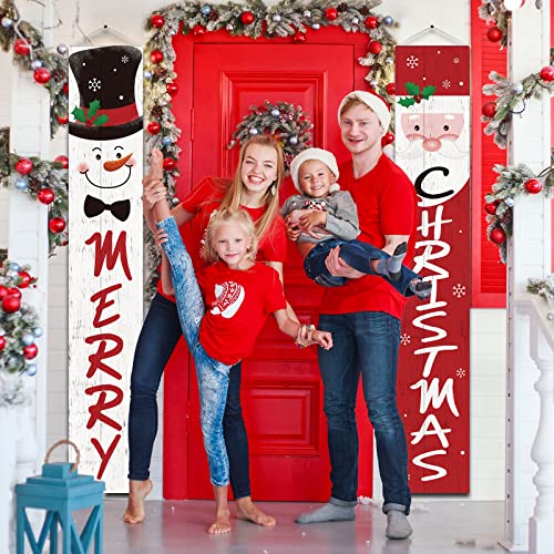 Tatuo Christmas Door Banner Decorations Merry Christmas Santa Snowman Porch Banner Sign Xmas Hanging Banners For Holiday Home Indoor Outdoor Christmas Party Decor, 71 X 12 Inches #TOP3