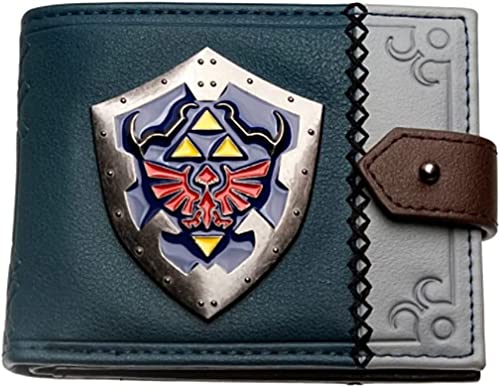 TCB Creations Legends of Zeldas Hylian Shield Snap Close Metal Logo Bi-Fold Wallet