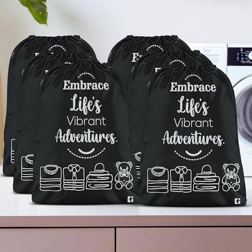 Image of Kuber Industries Pack of 6 Cloth Storage Bag | Non-Woven Storage Organizer | Travel Cloth Carrying Bag | Garments Cover for Laundry | Travel Storage Organizer for Clothing | Large | Black