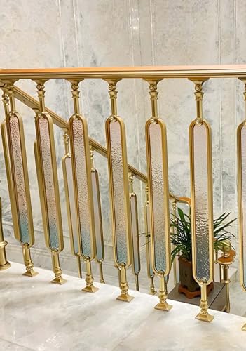 Barandilla de escalera de aluminio dorada con soporte ajustable y base estable 2