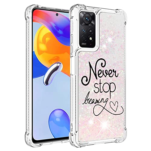 QIWEIQINGWH Compatible avec Xiaomi Redmi Note 11 Pro 4G Glitter Coque, Girls Glitter Phone Etui,Sequin Liquid Clear Silicone Housse de Protection pour Redmi Note 11 Pro 5G Buchstabe YB Cover