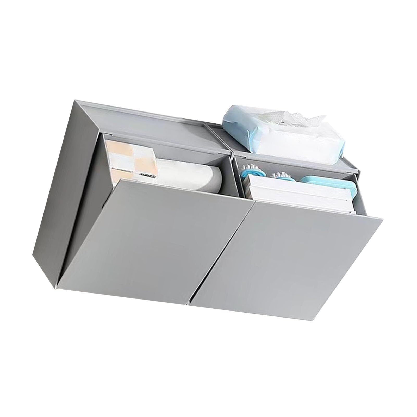 2er Set Wandmontierte HIPS Aufbewahrungsbox,Grau