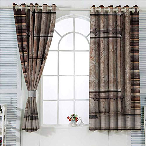 Cortinas de color marrón de 172 cm de largo, decoración rústica de...