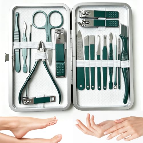 Zosilong Maniküre-Set 18 in 1 aus Edelstahl, Pediküre Set, Nagelpflegeset