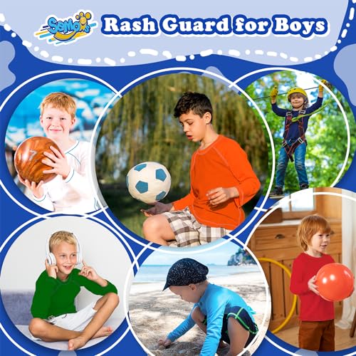 Image of Boys' Rash Guard Long Sleeve UPF 50 Sun Shirts for Toddler Kids Youth Water Swimming Rashguard