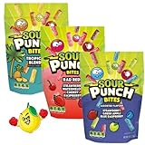 Sour Punch Bites Bundle with Sour Punching Magnet- Rad Reds, Tropical Blends and Assorted Flavors 9 Ounce Bags (Pack of 3)
