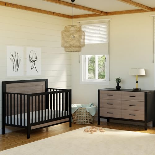 Image of Carter's by Davinci Radley 4-in-1 Convertible Crib in Ebony & Coastwood, Greenguard Gold Certified
