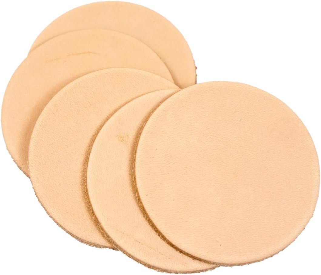Springfield Leather Company 2" Round Vegetable Tan Leather for Coasters, Tooling, Stamping, Carving, and Laser Engraving - 100 Pack Rounders