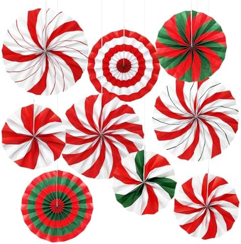 9 Pcs Christmas Party Decorations, Red and Green Hanging Candy Pa...