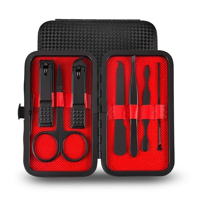 Luxury 7-in-1 Manicure Pedicure Set for Women & Girls | Nail Clippers Kit | Nail Care Grooming Tools with Premium Travel Case | Gift for Ladies, Wife, Sister (Red)-picture-34