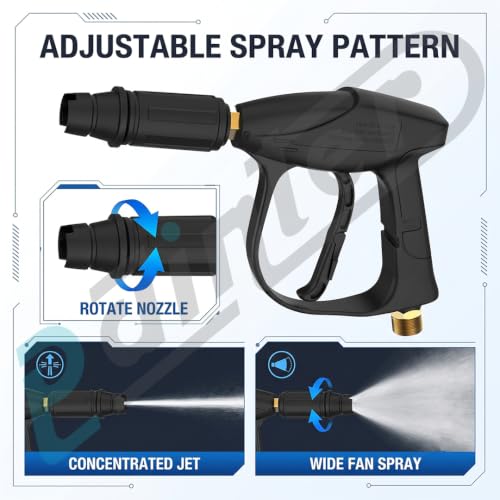 Image of Painter Spray Gun Pressure Water Spray Gun for Car Wash & Floor Cleaning with 15 MPa High Pressure, Adjustable Nozzle, 100% Brass Valve and Adapters, Black, PCG-15
