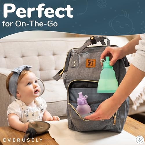 Miniatura 3 de Everusely Bolsas reutilizables de comida para bebés para niños pequeños, paquete de 2, 6 onzas, pizarra, bolsa de silicona exprimible para